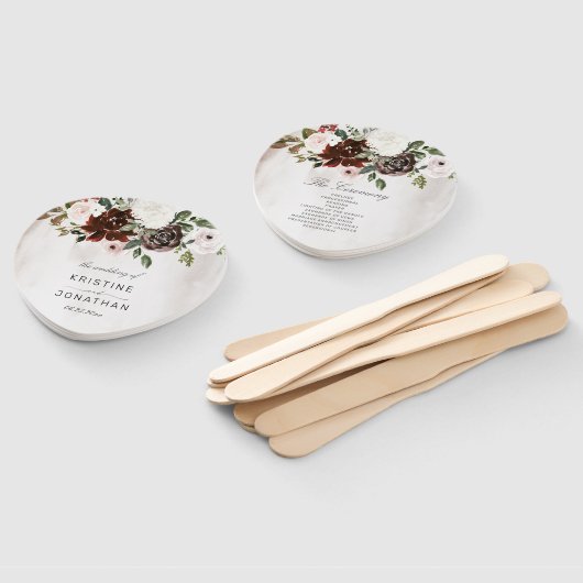 Éventail Boho Burgundy Rose Rose Programme de mariage flora (Non-assemblé)