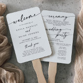 Éventail Boho Chic Black and White Wedding Programme