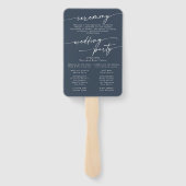 Éventail Boho Chic Dark Navy Programme de mariage bleu (Dos)