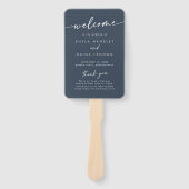 Éventail Boho Chic Dark Navy Programme de mariage bleu (Devant)