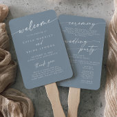 Éventail Boho Chic Dusty Programme de mariage bleu