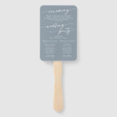 Éventail Boho Chic Dusty Programme de mariage bleu (Dos)