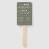 Éventail Boho Chic Olive Green Wedding Programme (Dos)