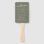 Éventail Boho Chic Olive Green Wedding Programme (Devant)