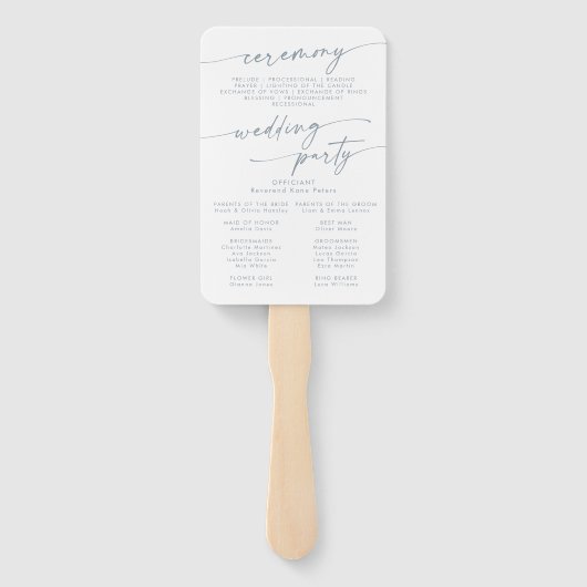 Éventail Boho Chic Slate Blue Wedding Programme (Dos)
