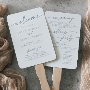 Éventail Boho Chic Slate Blue Wedding Programme