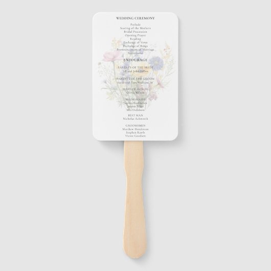 Éventail Boho Chic Watercolor Wildflower Wedding Program (Dos)