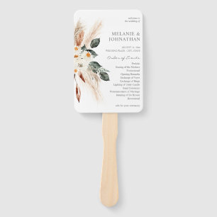 Éventail Boho Copper Pampas Floral Mariage Cérémonie Progra