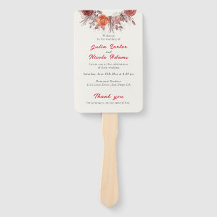 Éventail Boho de Bourgogne Rose Floral Pampas Mariage