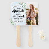 Éventail Boho Dusty Blue Eucalyptus Graduation (Devant et derrière)