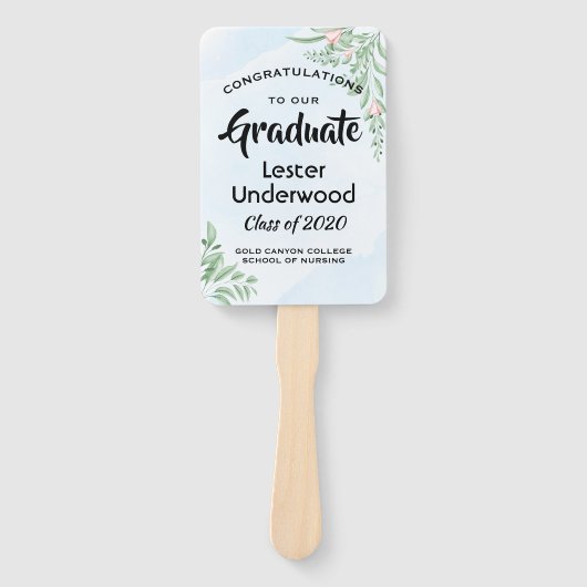 Éventail Boho Dusty Blue Eucalyptus Graduation (Devant)