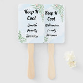 Éventail Boho Dusty Blue Eucalyptus Reunion verte (Devant et derrière)