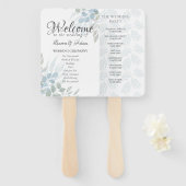 Éventail Boho Eucalyptus Dusty Blue Wedding Programme (Devant et derrière)