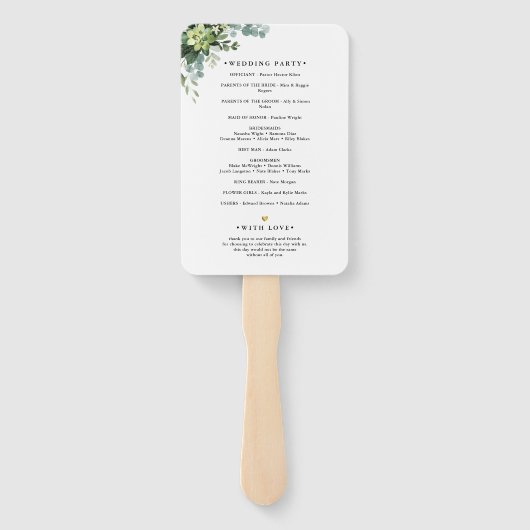 Éventail Boho Eucalyptus Greenery Wedding Ceremony Program  (Dos)