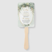 Éventail Boho Eucalyptus verdure branches programme or (Devant)