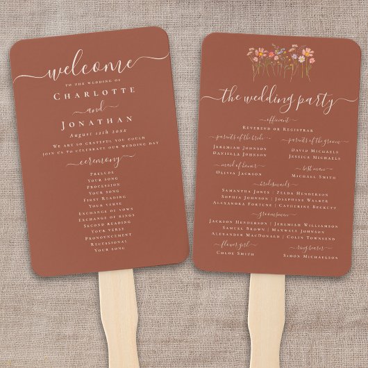 Éventail Boho Fall Wildflower Terracotta Wedding Ceremony