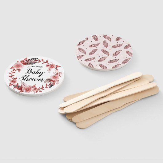 Éventail Boho Feather Bourgogne Rose Wreath Baby shower (Non-assemblé)