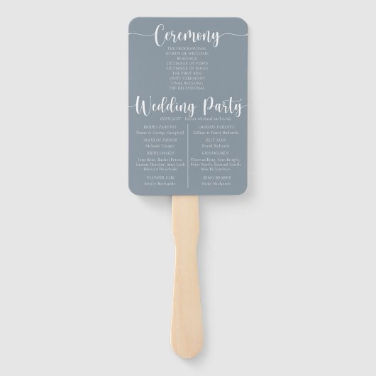 Éventail Boho Floral Eucalyptus Blue Wedding Programme (Dos)