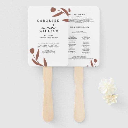 Éventail Boho Floral Mariage (Devant et derrière)