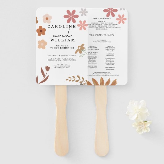 Éventail Boho Floral Mariage (Devant et derrière)