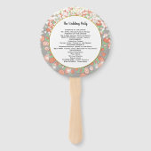 Éventail Boho Floral Wreath Coral Grey Gold Wedding Program (Dos)