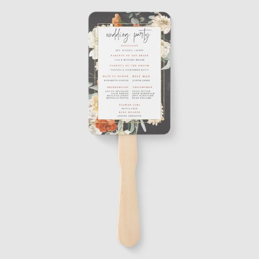 Éventail Boho Flore foncé verdure | Programme de mariage (Dos)