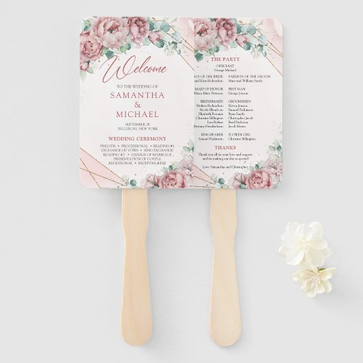 Éventail Boho flush eucalyptus or cadre main (Devant et derrière)