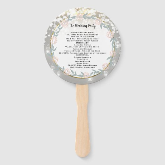 Éventail Boho Forest Mason Jar Pink Gold Wedding Programme (Dos)