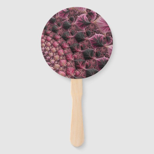 Éventail Boho Funky Eclectique Rose Noir Abstrait Fractal (Devant)