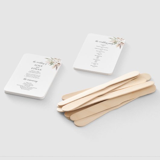 Éventail Boho Green Pampa Grass Wedding Programme (Non-assemblé)