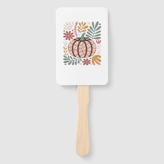 Éventail Boho Léopard Citrouille Automne � Fleur Rétro D'au (Devant)