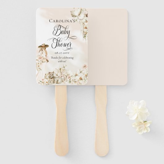 Éventail Boho Leopard | Femme Baby shower floral tropical (Devant et derrière)