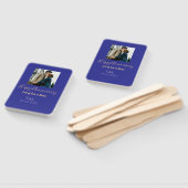 Éventail Boho moderne heureux anniversaire ajouter nom bleu (Non-assemblé)