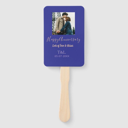 Éventail Boho moderne heureux anniversaire ajouter nom bleu (Devant)