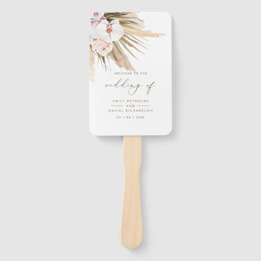 Éventail Boho Pampas Grass & Calligraphy Wedding Programme (Devant)