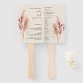 Éventail Boho Pampas Grass Wedding Program Hand Fan (Devant et derrière)
