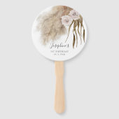 Éventail Boho Pampas Rose Grass Anniversaire Photo (Devant)