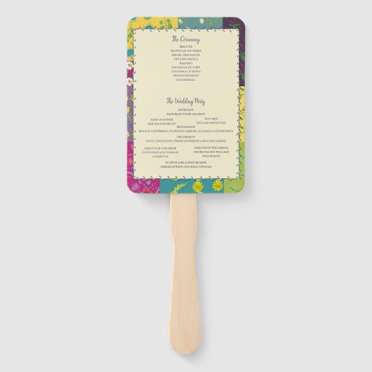 Éventail Boho Patchwork Quilt Maximalist Wedding Programme (Dos)