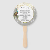 Éventail Boho Peacock Gris Turquoise Gold Wedding Programme (Dos)