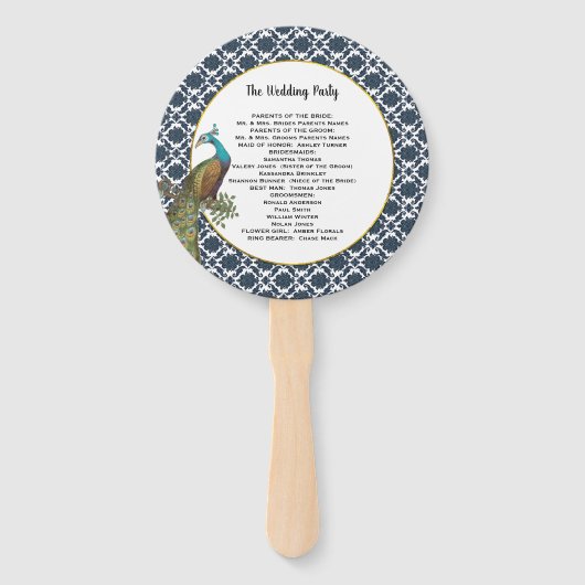 Éventail Boho Peacock Gris Turquoise Gold Wedding Programme (Dos)