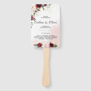 Éventail Boho rose rousse bordeaux floral moderne mariage