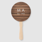 Éventail boho rustique Brown ajouter nom lettre année date (Dos)