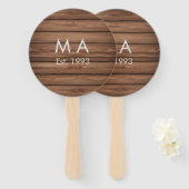 Éventail boho rustique Brown ajouter nom lettre année date (Devant et derrière)