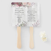 Éventail Boho Rustique Dusty Rose rose Fleurs Mariage main  (Devant et derrière)
