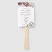 Éventail Boho Rustique Dusty Rose rose Fleurs Mariage main  (Devant)