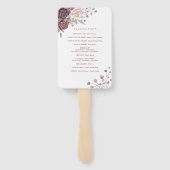 Éventail Boho Rustique Dusty Rose rose Fleurs Mariage main  (Dos)