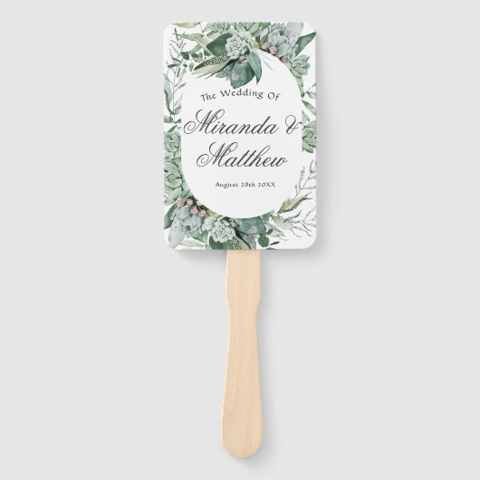 Éventail Boho Succulent verdure Mariage Merci (Devant)