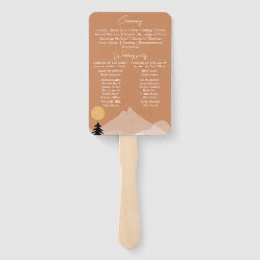 Éventail Boho terracotta désert thème de mariage programme (Dos)