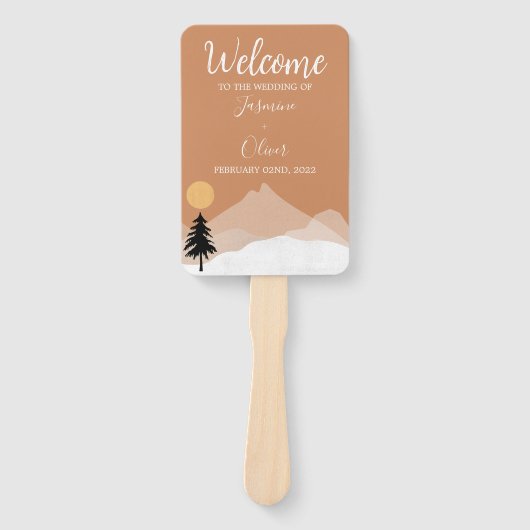 Éventail Boho terracotta désert thème de mariage programme (Devant)