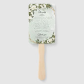 Éventail Boho verdure olivier feuillage or cadre roses blan (Dos)